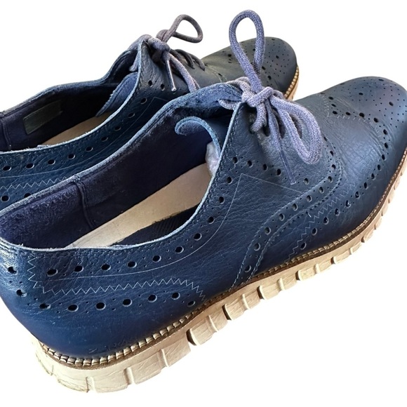 Cole Haan ZEROGRAND Wingtip Oxford Shoes in Blue Leather Sz 13 main image 6